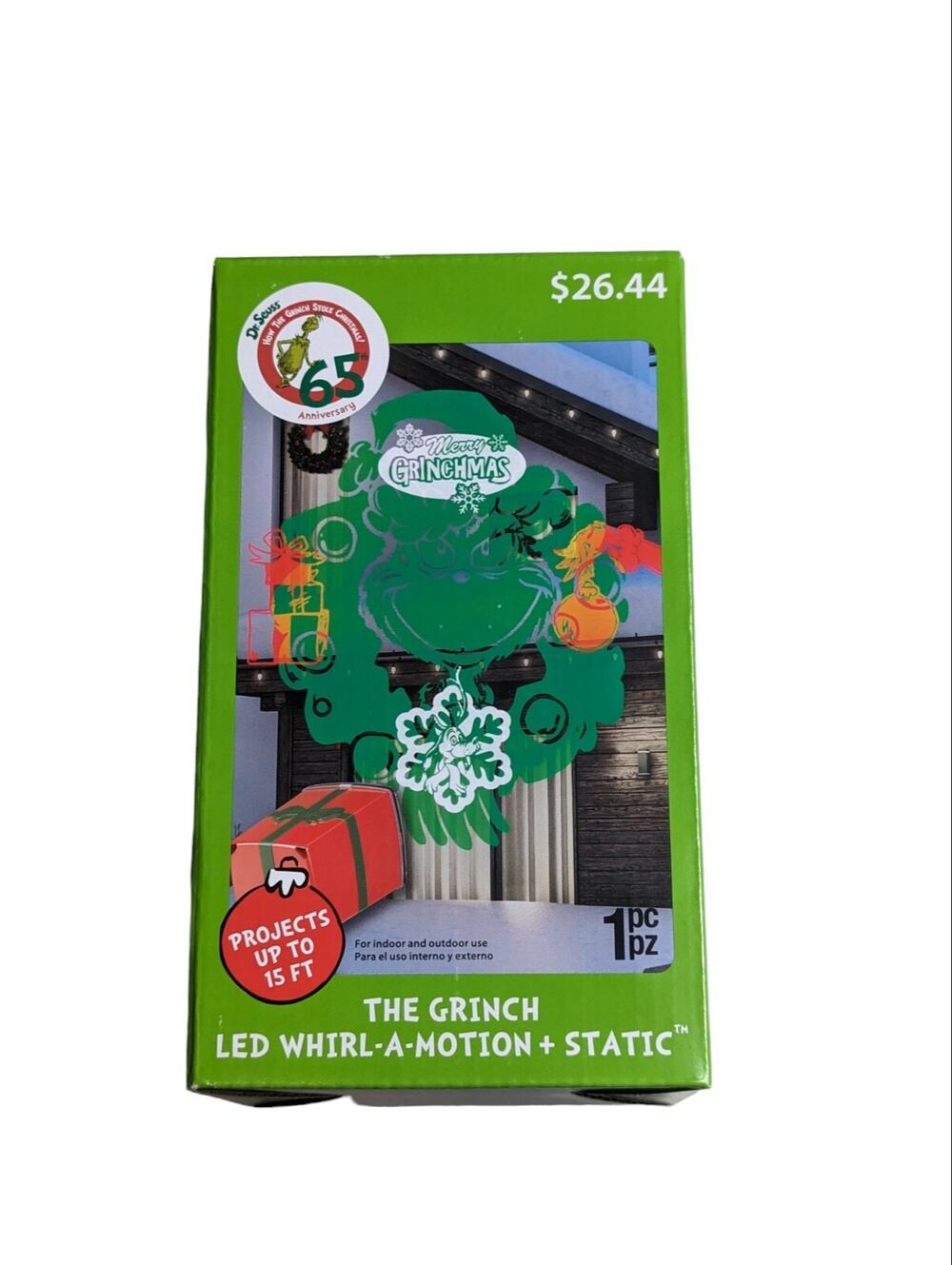 LED Gemmy Dr Seuss THE GRINCH Holiday Lightshow Projector Whirl-A-Motion Static